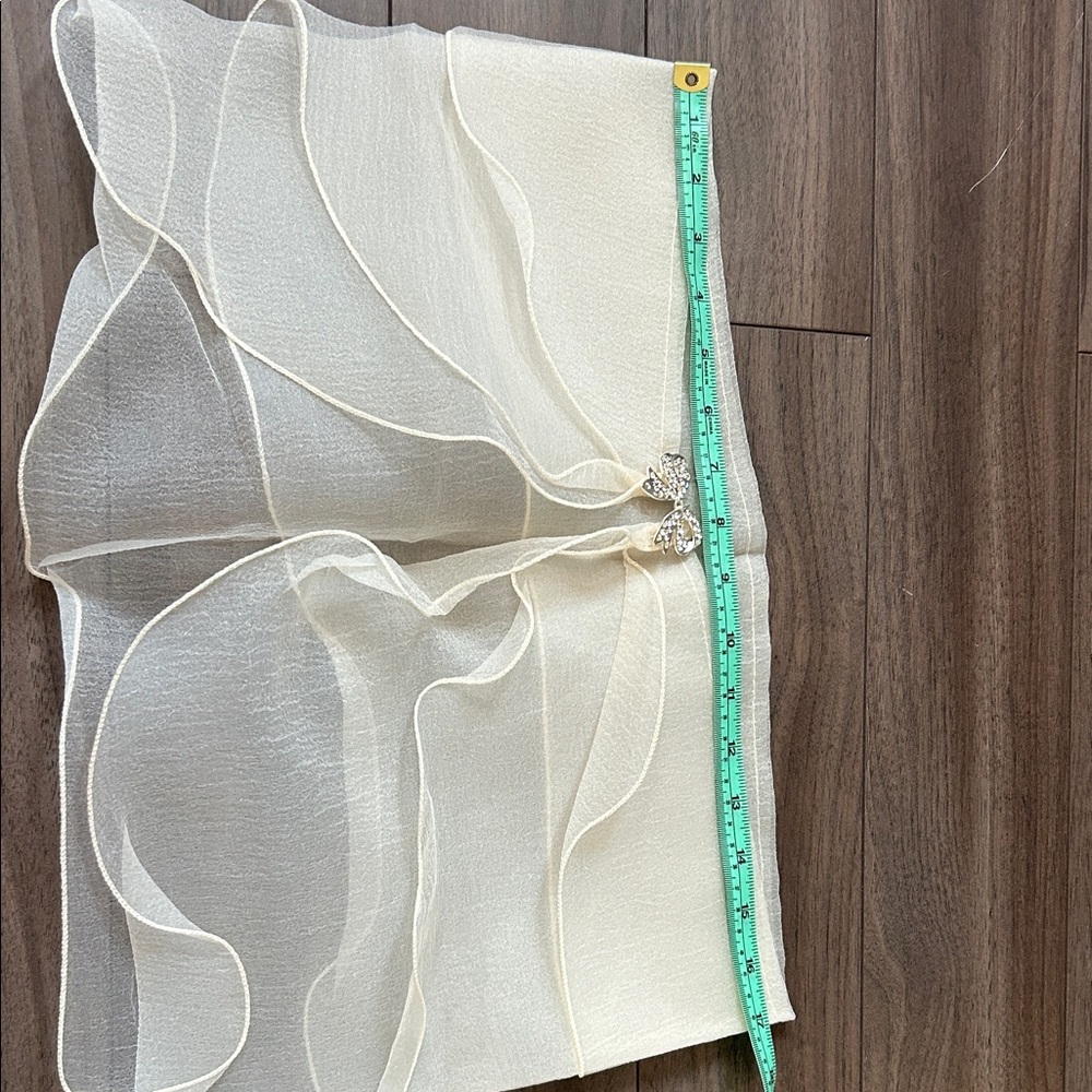 Ivory Chiffon Ruffle Bandeau with Rhinestone Accent - Picture 4 of 6